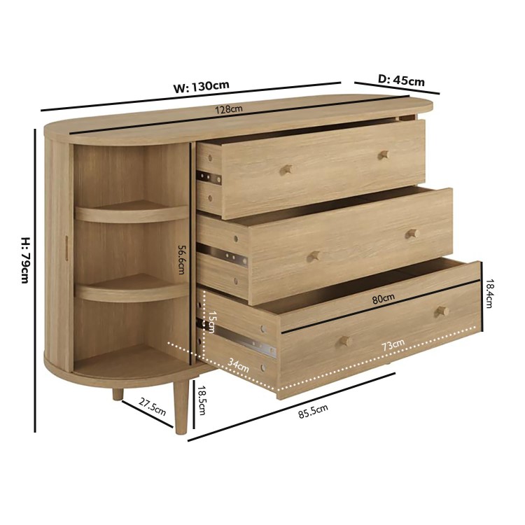 Wide Oak Sideboard with Cupboards - Breuer