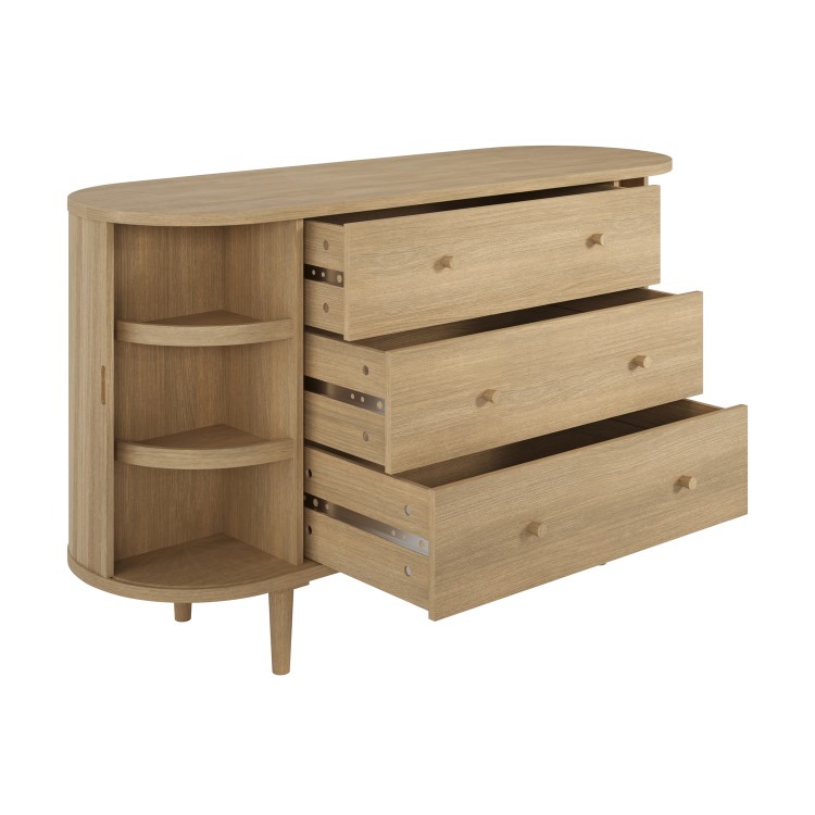 Wide Oak Sideboard with Cupboards - Breuer