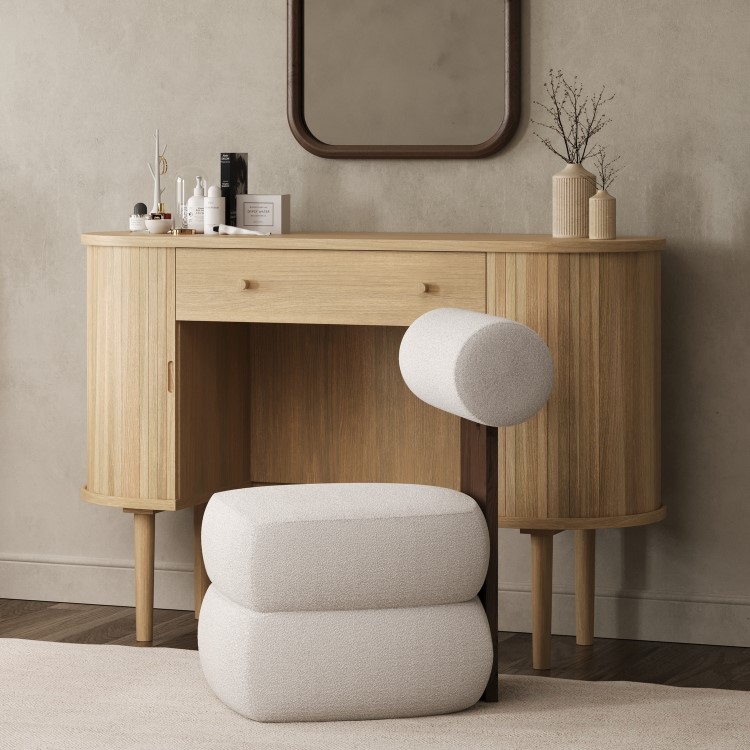 Oak Dressing Table with Drawer and Cupboards - Breuer
