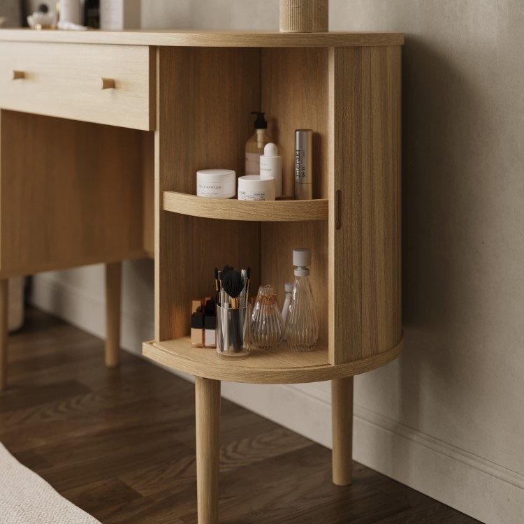 Oak Dressing Table with Drawer and Cupboards - Breuer