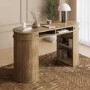 Oak Curved Office Desk with Sliding Doors - Breuer