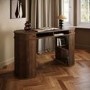 Dark Oak Curved Office Desk with Sliding Doors - Breuer