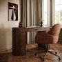 Dark Oak Curved Office Desk with Sliding Doors - Breuer