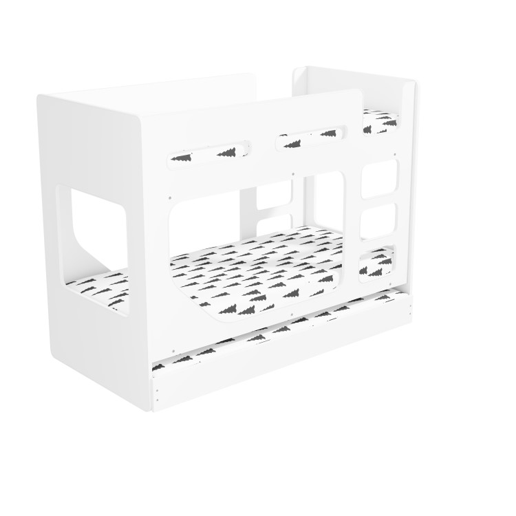 Braxton Kids Bunk Bed with Pull Out Trundle in White