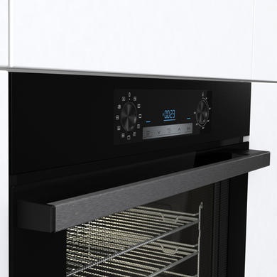 Refurbished 77L Electric Built-in Electric Single Oven With Pyrolytic Cleaning - Black
