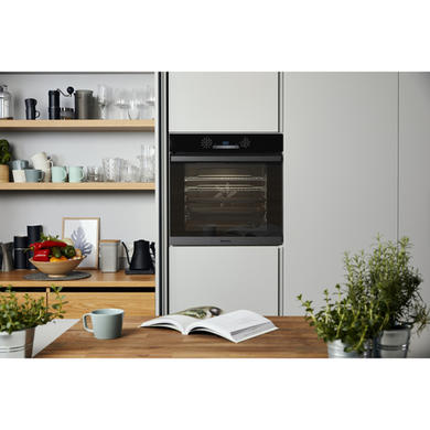 Refurbished 77L Electric Built-in Electric Single Oven With Pyrolytic Cleaning - Black