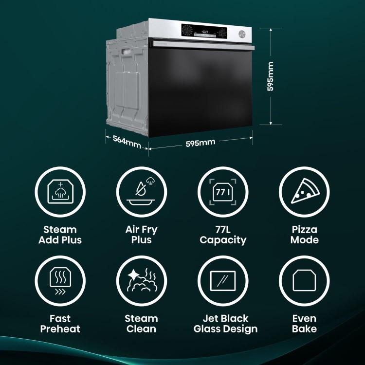 Hisense Hi4 BSA66221AXUK Electric Single Oven with Vapour Cleaning - Stainless Steel