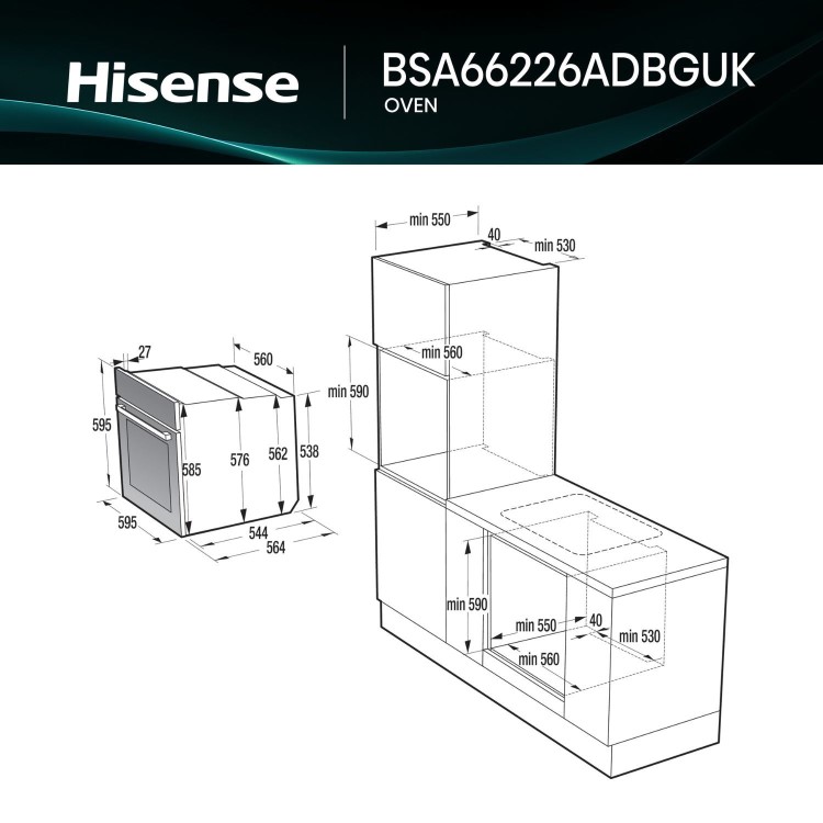 Hisense Hi4 BlackLine Built In Electric Single Oven - Black