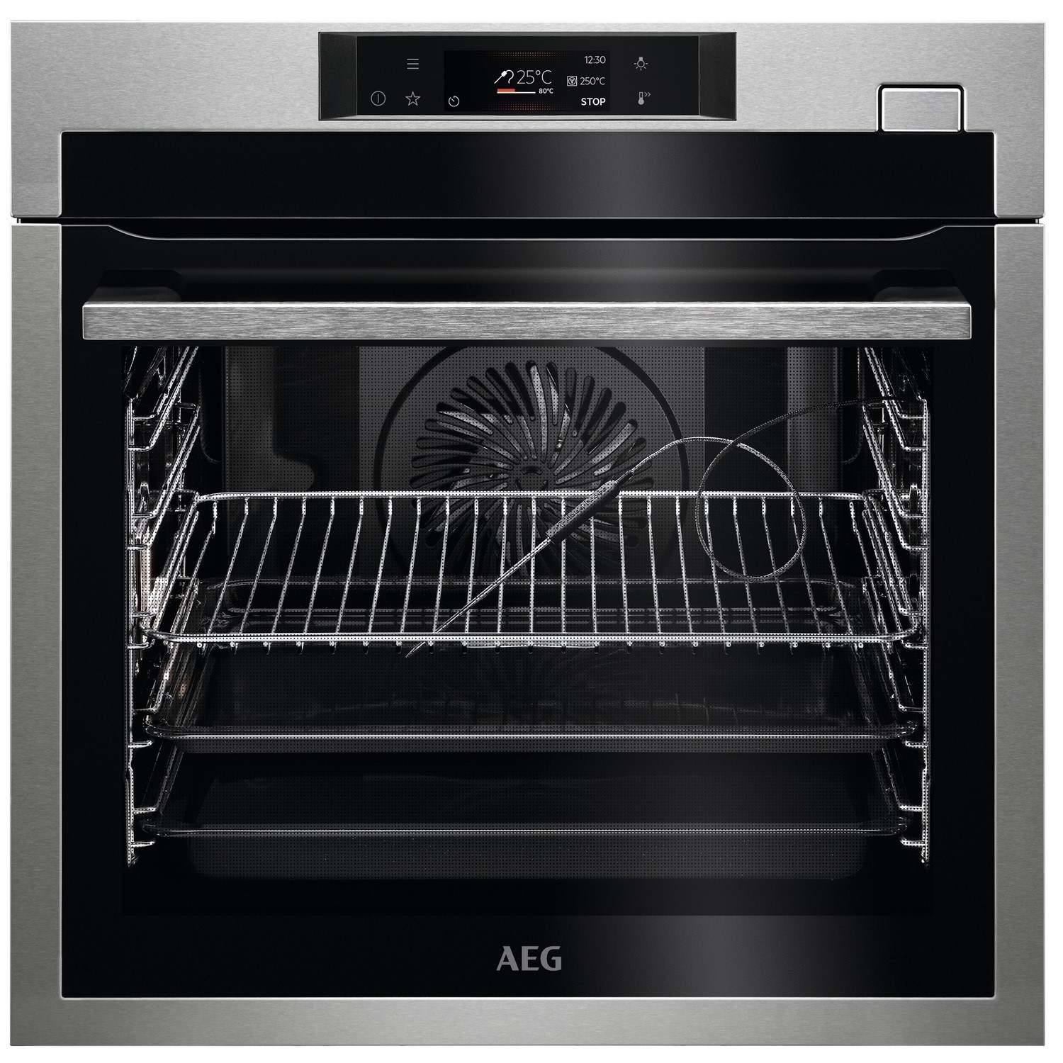AEG 8000 SteamBoost Electric Single Oven with Food Sensor - Stainless Steel