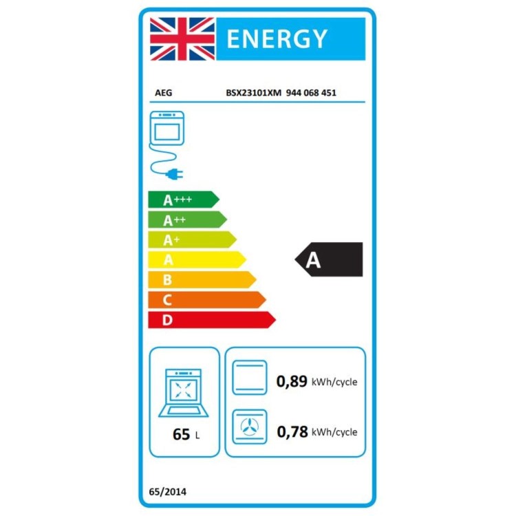 Refurbished AEG Series 6000 BSX23101XM 60cm Single Built In Electric Oven Stainless steel