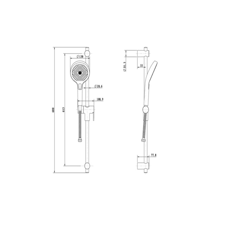 Push Button Concealed Mixer Shower with Round Head - Vance