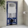 1168mm Wall Hung Toilet Frame & Chrome Mechanical Dual Flush Plate with Concealed Cistern - Zana
