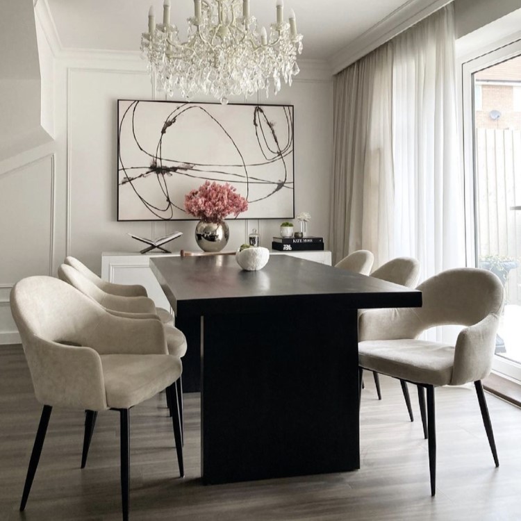 Set of 2 Beige Upholstered Dining Chairs - Colbie