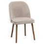 Neutral Ceramic Round Walnut Dining Table Set with 4 Taupe Upholstered Chairs - Seats 4 - Malia
