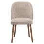 Neutral Ceramic Round Walnut Dining Table Set with 4 Taupe Upholstered Chairs - Seats 4 - Malia
