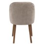 Neutral Ceramic Round Walnut Dining Table Set with 4 Taupe Upholstered Chairs - Seats 4 - Malia