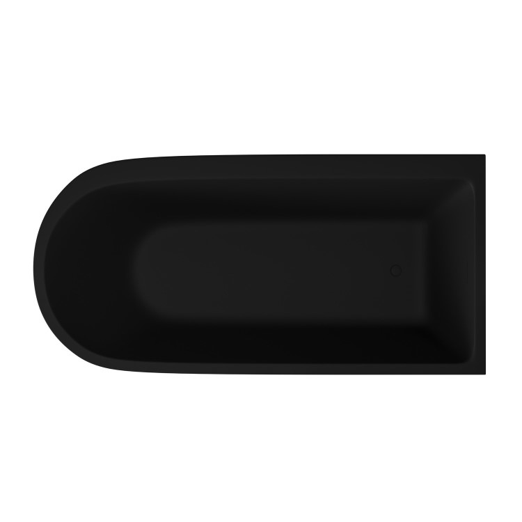 GRADE A1 - Matt Black Freestanding Single Ended Right Hand Corner Bath 1650 x 800mm - Amaro