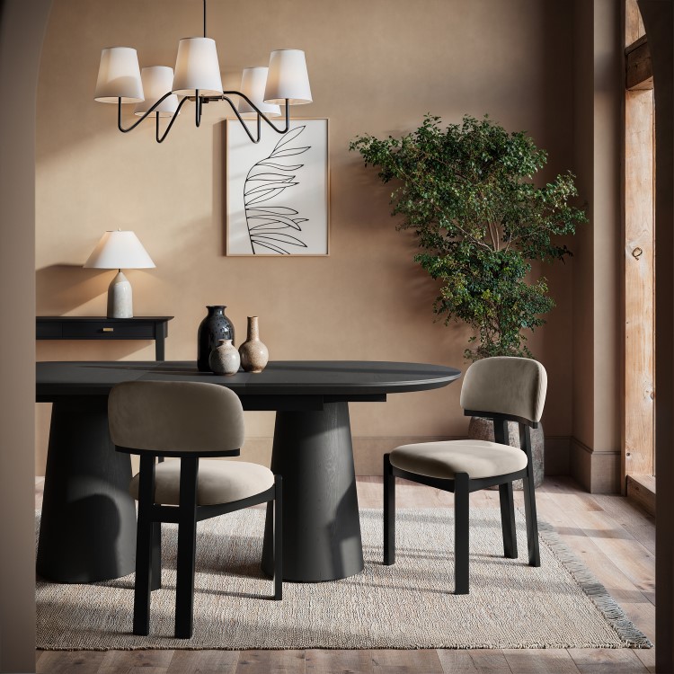 Set of 6 Mink Velvet Dining Chairs - Otto