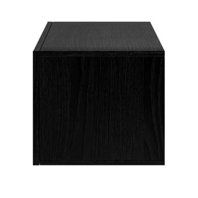 Wide Black Floating Bedside Table with Storage - Hazel