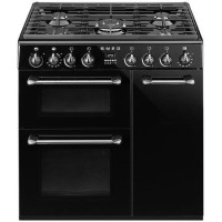 Refurbished Smeg Burghley BU93BL 90cm Dual Fuel Range Cooker Black
