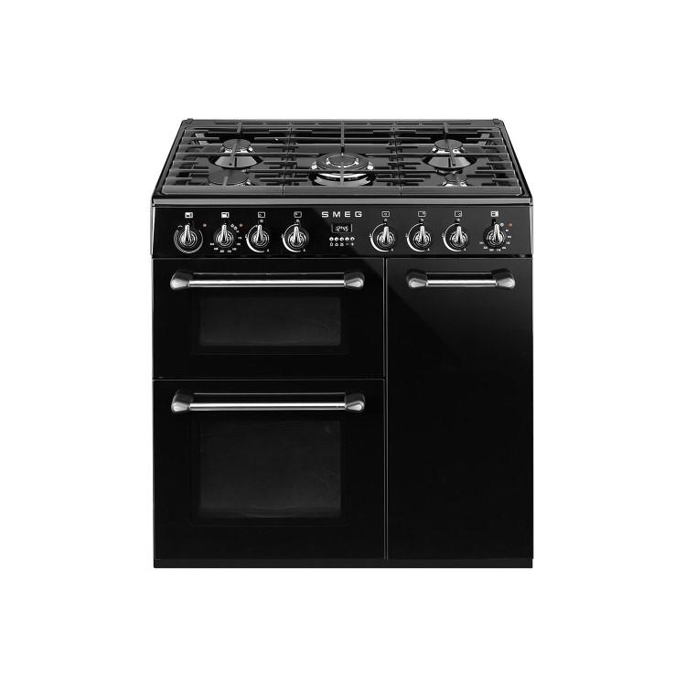 Refurbished Smeg Burghley BU93BL 90cm Dual Fuel Range Cooker Black