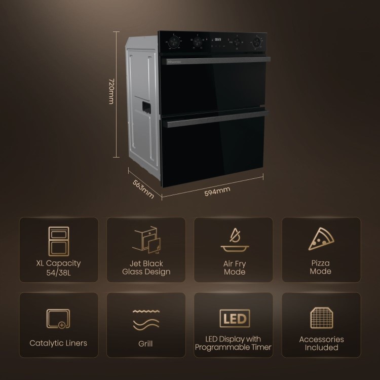 Hisense Hi6 BUD714221CDBG Built-Under Electric Double Oven - Black