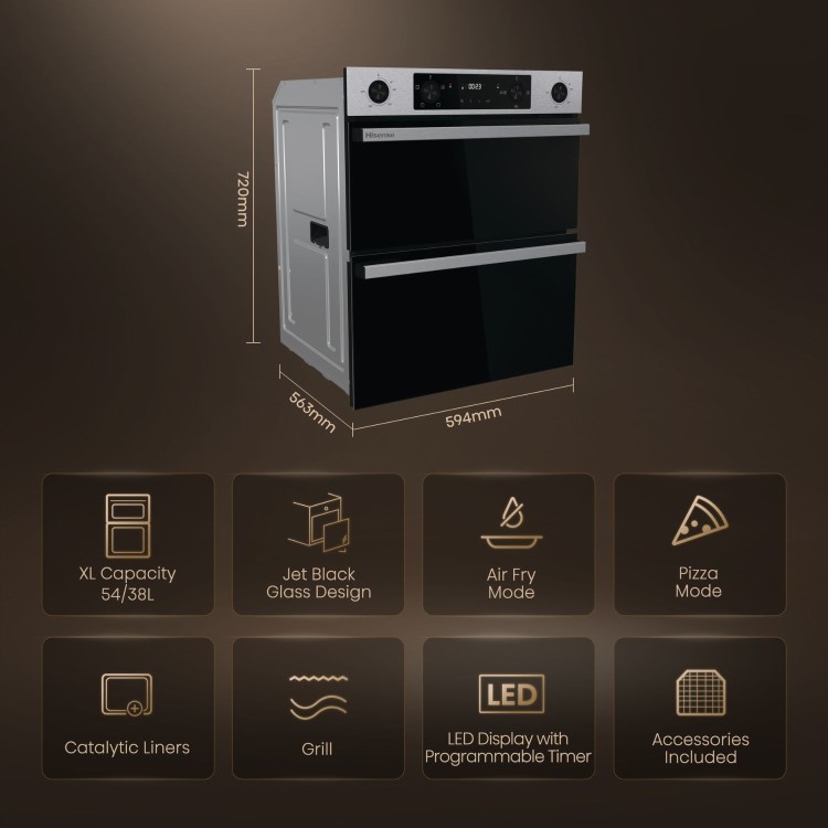 Hisense Hi6 Built-Under Electric Double Oven - Stainless Steel