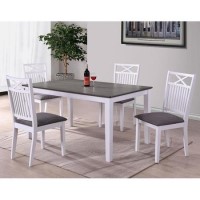 Melbourne Island Two Tone Dining Set With 4 Chairs in White/Dark Wood