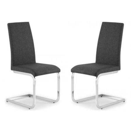 Grey Fabric Dining Chair with Chrome Legs - Julian Bowen