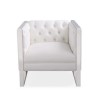 White Faux Leather Square Armchair with Chrome Metal Base