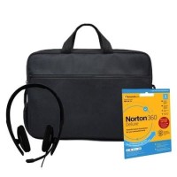 EPOS ADAPT 160T USB II Double Sided On-ear Stereo with Microphone Headset and Port Deisgns L15 15.6 Inch Carry Laptop Bag with Norton 360 Deluxe Internet Security