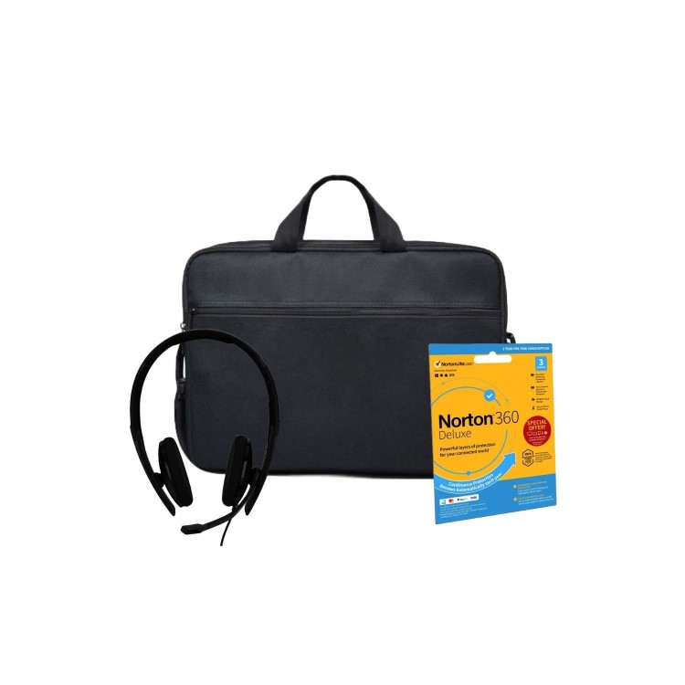 EPOS ADAPT 160T USB II Double Sided On-ear Stereo with Microphone Headset and Port Deisgns L15 15.6 Inch Carry Laptop Bag with Norton 360 Deluxe Internet Security