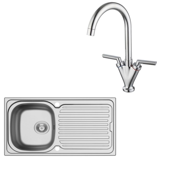 Stainless Steel 1 Bowl 860x500 Sink & Chrome Mixer Tap Pack