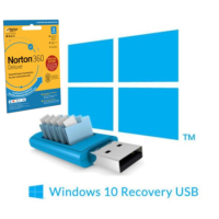 BID Recovery USB Stick for Windows 10 Laptops with Norton 1 year Security 