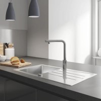 Grohe Minta SmartControl Chrome Kitchen Mixer Tap and K500 Stainless Steel Single Bowl Kitchen Sink