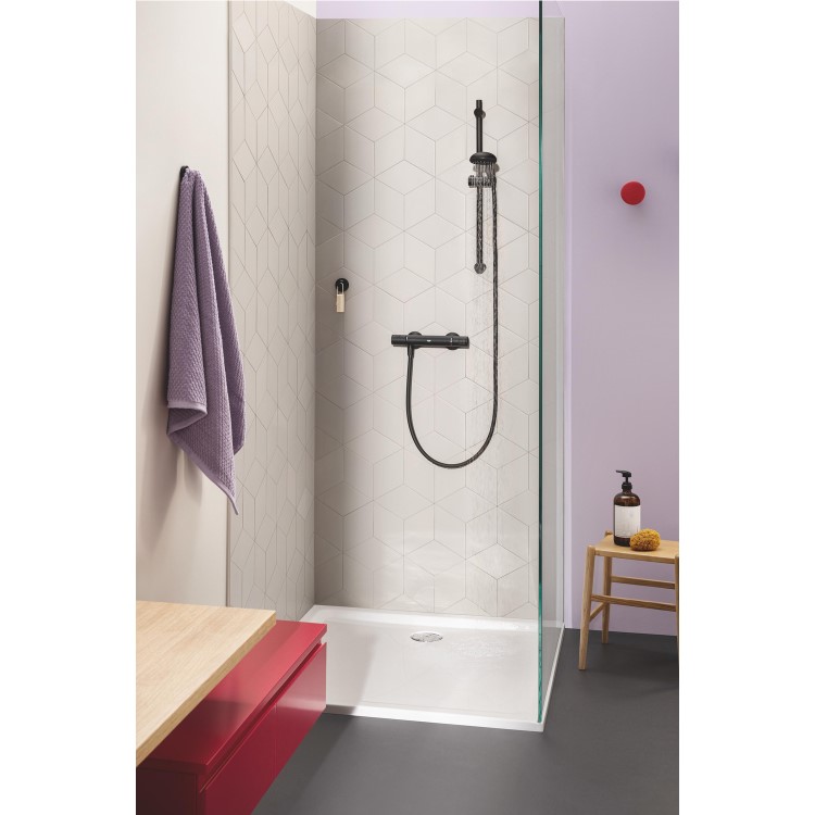 GRADE A1 - Grohe Precision Start Thermostatic Shower Mixer Bar Valve - Matt Black