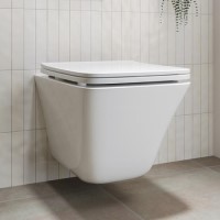 ALMOST PERFECT - Wall Hung Rimless Short Projection Toilet with Soft Close Seat – Boston