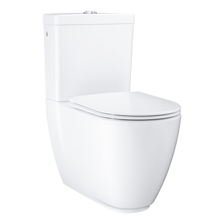 Grade A1 - Close Coupled Rimless Toilet with Soft Close Seat - Grohe Essence 