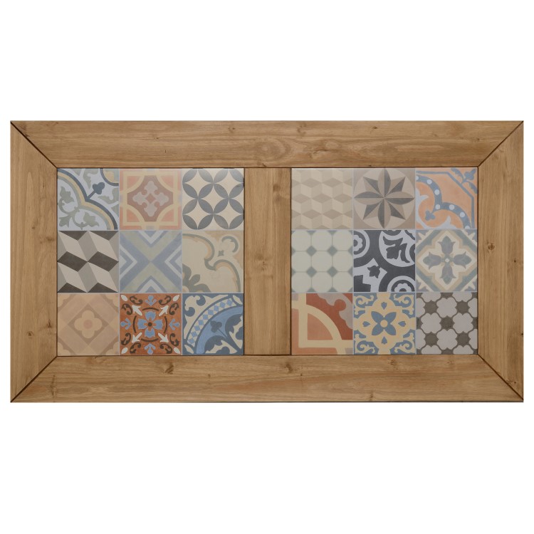 Solid Pine Dining Table with Tile Top Design - Seconique Salvador