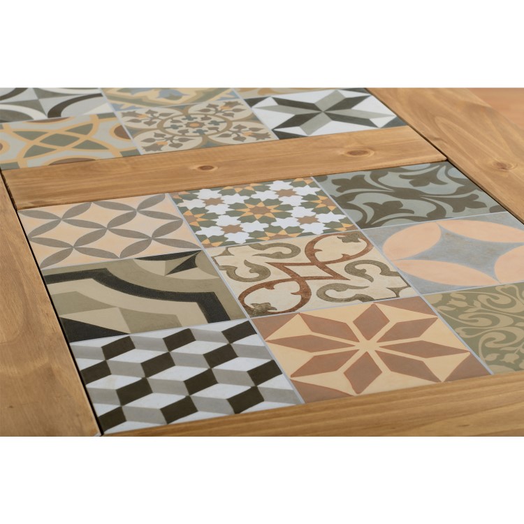 Solid Pine Dining Table with Tile Top Design - Seconique Salvador