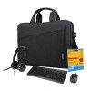 Lenovo Wired Essential Bundle with T210 15.6 Inch Laptop Bag Double Sided USB Headset with Microphone and Norton 360 Deluxe Internet Security