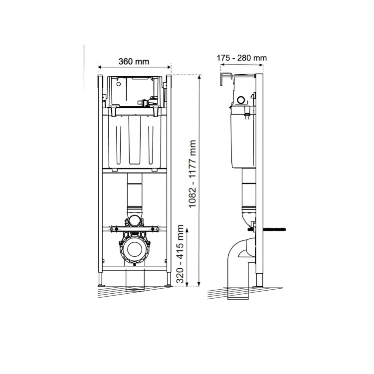 ONLY OPENED - Wirquin Initio Compact WC Frame with Black Flush Plate