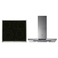 Refurbished AEG HK634060XB 4 Zone Ceramic Hob with DKB5960HM 90cm Chimney Cooker Hood
