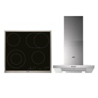Refurbished AEG HK634060XB 4 Zone Ceramic Hob with DKB4650M 60cm Chimney Cooker Hood