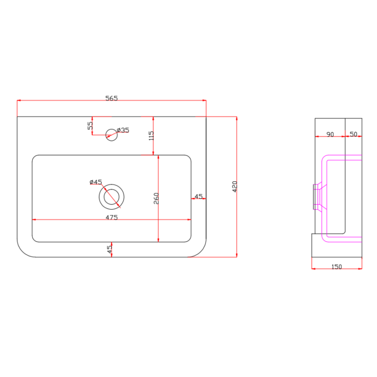 GRADE 2 - 667mm Stone Grey Freestanding Vanity Unit with Basin - Westbury