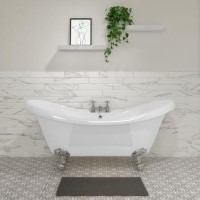 ONLY OPENED - Freestanding Double Ended Roll Top Bath with Chrome Feet 1750 x 740mm - Park Royal