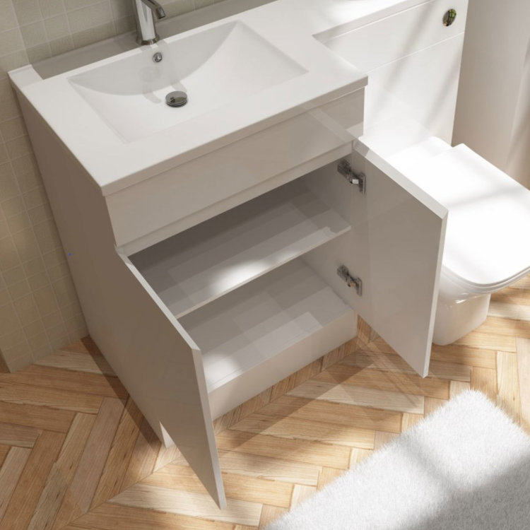 GRADE A1 - 600mm White Freestanding Vanity Unit with Basin - Florence