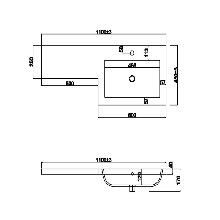 GRADE A1 - 600mm White Freestanding Vanity Unit with Basin - Florence