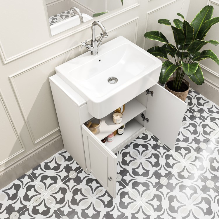 Grade A1 - 670mm White Freestanding Vanity Unit with Basin - Westbury