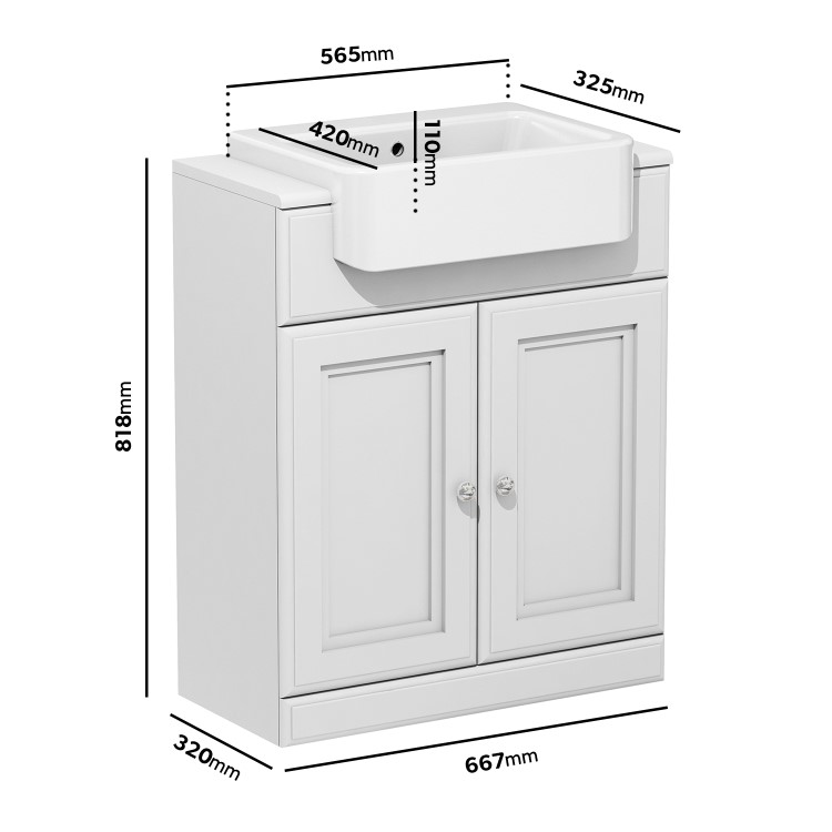 Grade A1 - 670mm White Freestanding Vanity Unit with Basin - Westbury